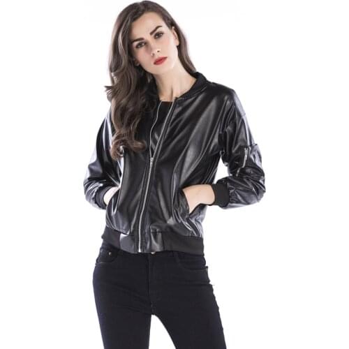 Brand New Women Leather Jacket Spring Autumn Black Zipper Leather Jacket Women PU Leather Biker Jacket Coat Chaqueta Cuero Mujer