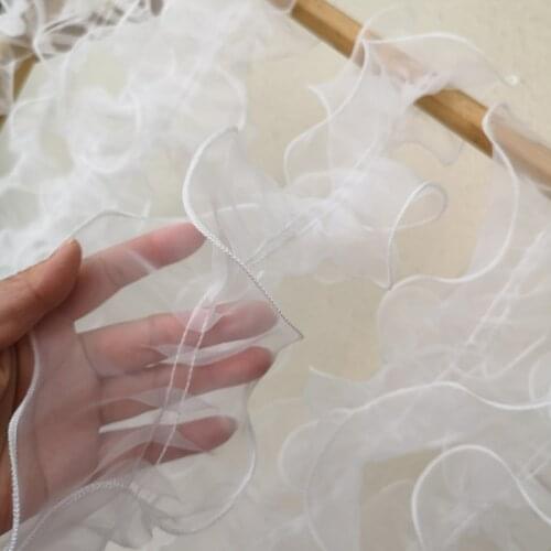 10cm Wide Lace Ribbon White Black Organza For Wedding Dress Skirt Children Clothing DIY Crafts Sewing Accessories Lace Fabric