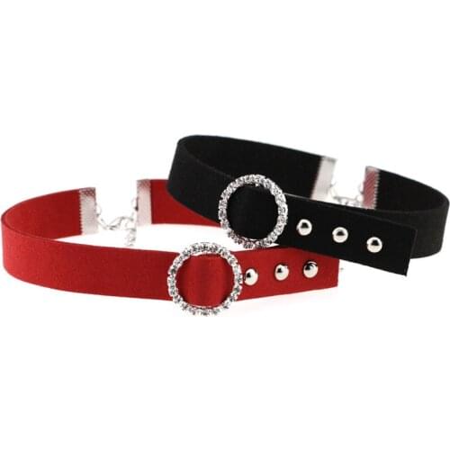 Fashion Sexy Punk Round Gothic Leather Choker necklace Heart Studded Spike Rivet Buckle Collar Funky Crystal Necklaces Jewelry