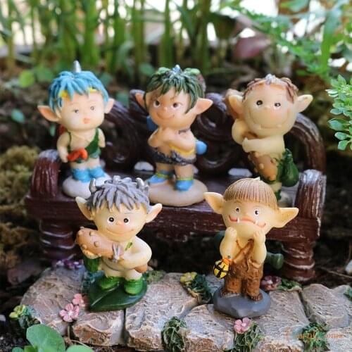 FairyCome Set of 5 Miniature Garden Fairy Elves Resin Pixie Fairy Sitting Gnome Fairy Garden Figurine Figures Statues Ornaments