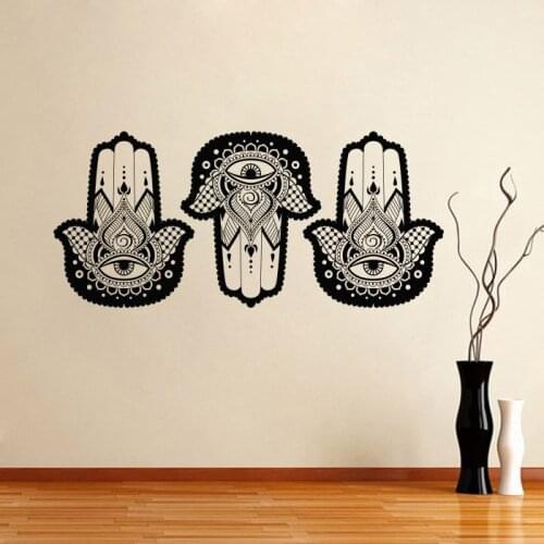 Wall Decal Hamsa Hand Decals Fatima Vinyl Sticker Home Decor Fish Eye Indian Buddha Yoga Lotus Art House Decoration Room WW-88