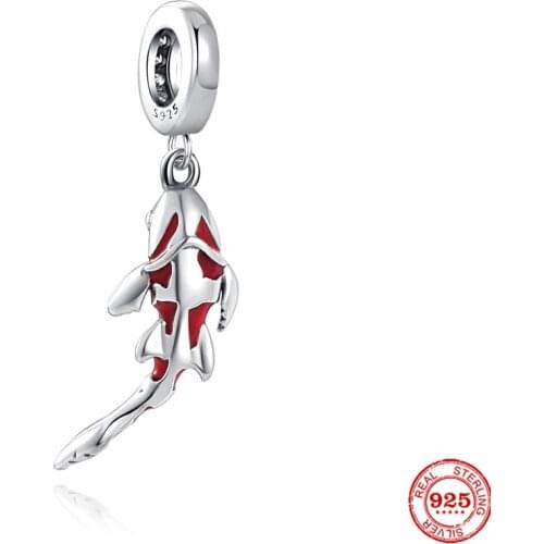 New Original Silver Color Fish Dangle Diy Bead Fit European Pandora Charms Bracelet Bangles Jewelry Diy Accessories P693