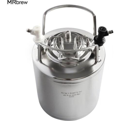 10L 2.5 gallon Stainless Steel Cornelius Ball Lock Beer Keg With Metal Handles+Ball Lock Disconnect Liquid (Out) & Gas (in)