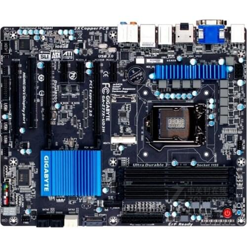 Used original Z77 motherboard for Gigabyte GA-Z77X-UD3H Z77X-UD3H LGA 1155 DDR3 32G VGA + DVI + HDMI + DP