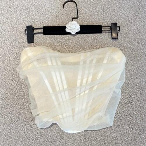 Sexy Tank Top for Women 2021 Spring New Korean Style Inner and Outer Wear Short Mesh Tube Tops womens clothing women tops