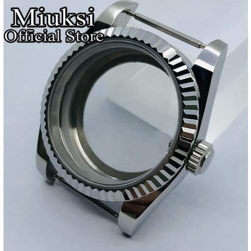 Miuksi 36mm silver watch case sapphire crystal case fit ETA 2836 Mingzhu DG2813 3804 Miyota 8205 8215 821A movement