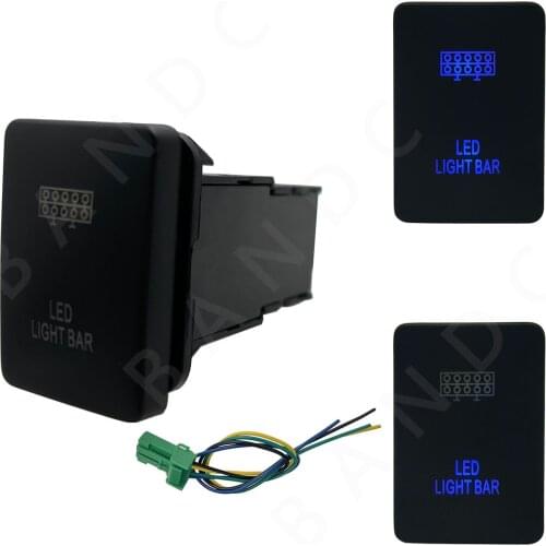 With Wires, Car LED LIGHT BAR Push Switch With Dual BLUE Led Lamp for Toyota Hilux 09/2015-Current, Auto Replacement, 3A 12V