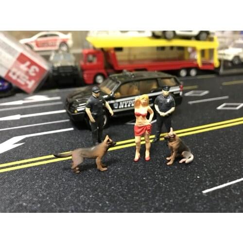 Super mini 1:64 plastic pvc figure NYPD New York Police Police Dog 5pcs/set