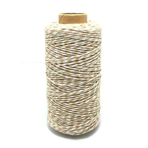Light brown and white 100yard/spool colorful Cotton Bakers Twine cake&cookie packaging twisted cotton rope for Gift Packing Rope