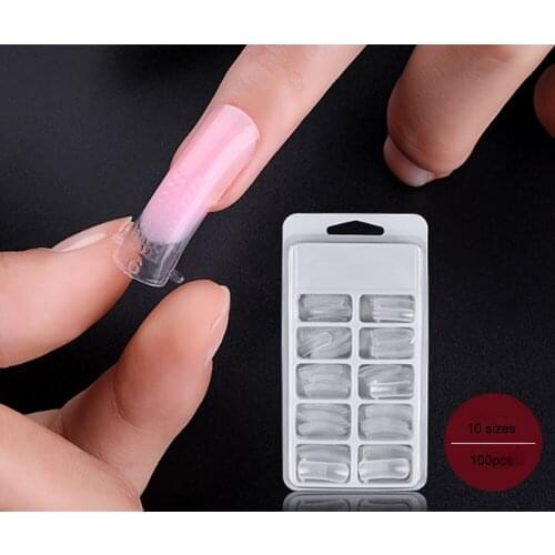 100pcs Nail Art UV Extend Gel Nail Full Cover Sculpted Nail Tips Quick Building Mold False Tips Manicuring Tools Set