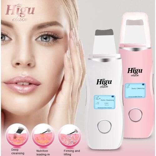 Ultrasonic Facial Scrubber Electric Face Skin Cleaner SPA Tool Acne Cuticles Dirt Blackhead Remover Peeling Lifting Anti Aging