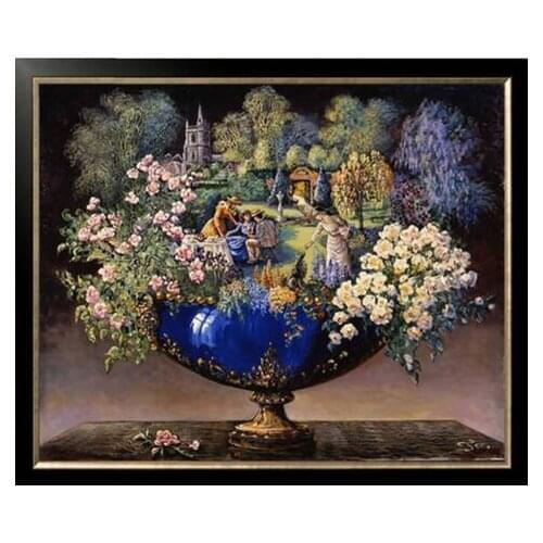 Oneroom People,Flower,Tree vase Needles,DIY DMC 14CT Unprinted Cross Stitch,Embroidery Kits,Counted Embroidery
