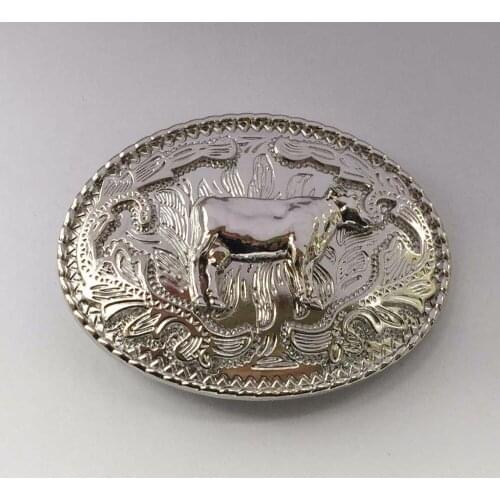 High Quality Western Cowboy Belt Buckle With Cool 3D Sliver Bulls suitable for 4cm wideth belt with continous stock