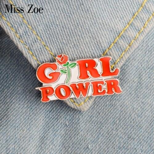 GIRL women power enamel pin Feminism Brooch Feminist Badge Denim Jeans Lapel pin Clothes cap bag Creative gift girls