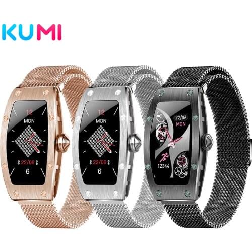 KUMI K18 Women Ladies Smart Watch Sport Fitness Heart Rate Tracker Waterproof Fashion Smartwatch Gift Crystals from Swarovski