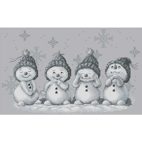 Gold Collection Chic Counted Cross Stitch Kit Christmas Snowmen Doll Lovely Baby Snow