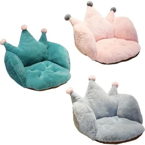 1pcs Cat Winter Bed Solid Color Crown Shaped Pet Plush Pillow Stuffed Seat Cushion