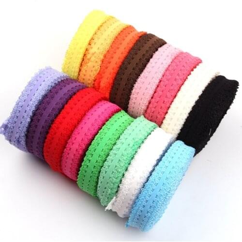 10yards/lot 2cm FOE Lace Elastic for Kids Headbands DIY Elastic Ribbon Hair Accessories Lace Headwear for Knot Hair ties