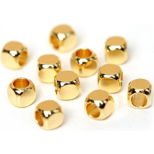 100pcs Original Brass Square Space Beads 2/3/4/5/6mm Bracelets Loose Charm Bead for DIY Necklaces Jewelry Making Accessories