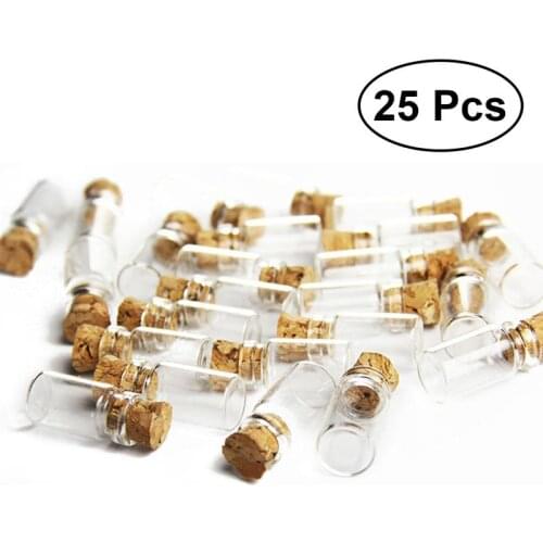 25 Pcs Clear Small Mini Glass Jars with Cork Stoppers DIY Wish Bottles For Message Weddings Wish Party Favors 11x22mm