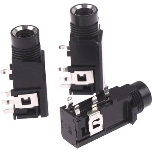 3pcs/lot 4pin 6.35mm Jack Stereo Female Socket Connector Audio Adapter