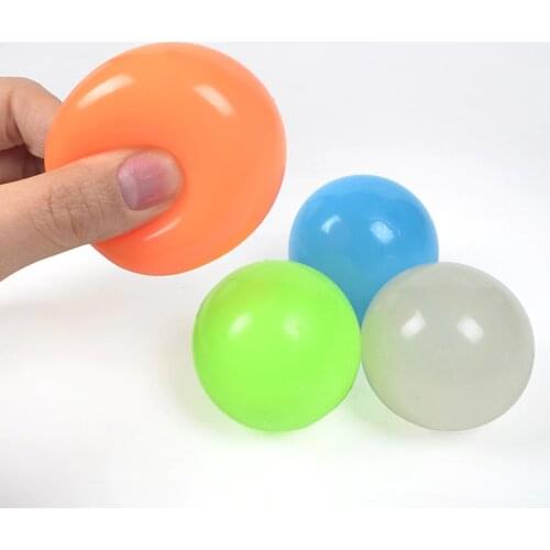 45mm Luminescent Stiky Balls Throw at Ceiling Stick Wall Ball Sticky Target Squash Ball Balls Kids Toys Birthday Gift