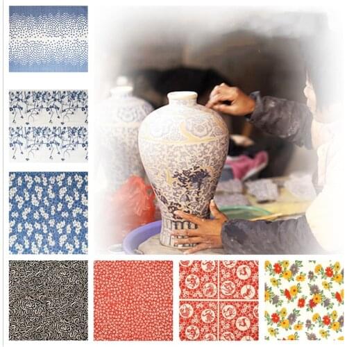 5PCS/set transfer paper Ceramic underglaze Colorful flower paper Blue and White Sticker 54x37cm High Temperature Ceramic decals
