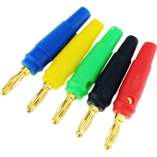 5PCS Colorful 4mm Banana Plug Gold Plated Connectors Socket Welding-free Non-slip Soft Rubber Banana Head Lantern Type