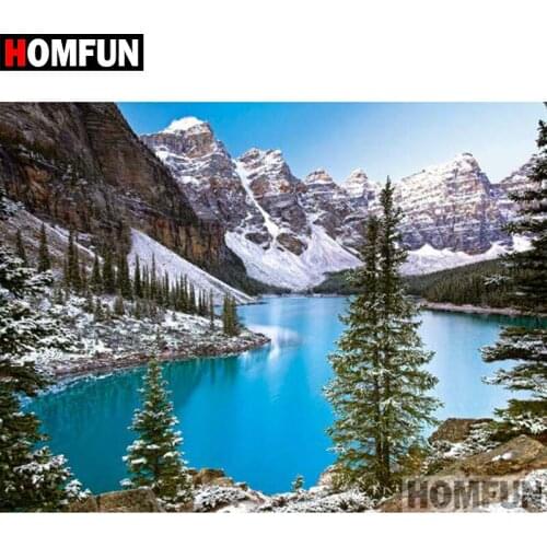 HOMFUN 5D DIY Diamond Painting Full Square/Round Drill "Mountain scenery" 3D Embroidery Cross Stitch gift Home Decor A00136