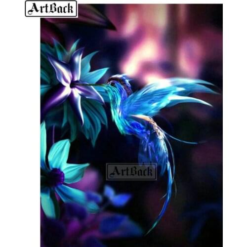 Full square drill 5D diamond painting hummingbird flower 3D abstract diamond embroidery rhinestone mosaic art decorative