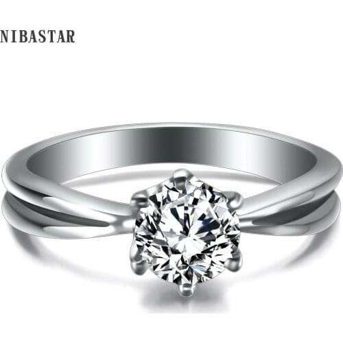 White Plated Ring AAA CZ Crystal Wedding Rings For Women Luxury Engagement Size 5-9 Fashion Jewelry