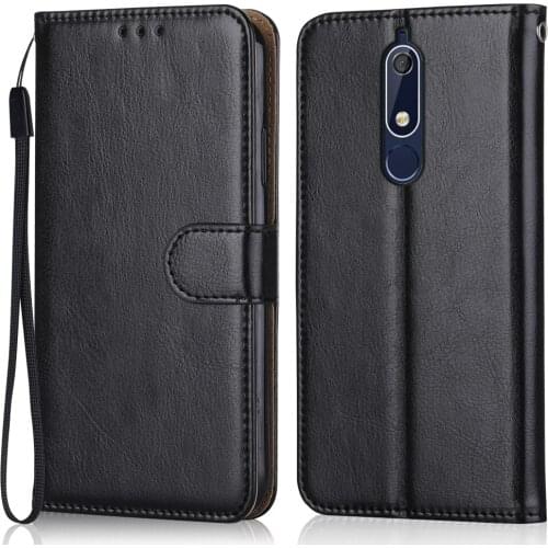 Folio Luxury Leather Case for On NOKIA 5.1 TA-1075, TA-1061, TA-1088, TA-1081, TA-1076 Wallet Flip Case Phone Bag With Strap