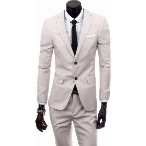 Business Mens Suit 2 Piece Groom Wedding Dress Banquet Classic Solid Color High Quality Blazers Coat Pants Jacket Trousers Set