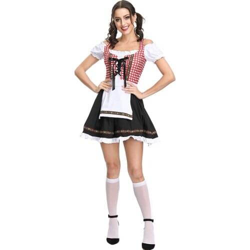 Dirndl Traditional Costume German Austrian Bavarian Oktoberfest Beer Girl Costume carnival Halloween Outfit Party Maid Dress