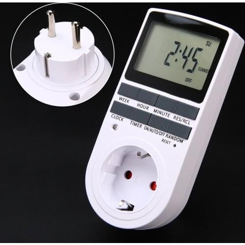 Electronic Digital Timer Socket LCD 230V-AC / 16A /3680W Timer Switch Socket 12/24 Hours Kitchen Cooking Timing Tool EU Plug-in
