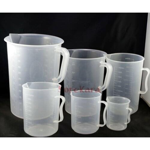 Capacity 250ml 500ml 1000ml 2000ml 5000ml Plastic Clear Measuring Cup Graduated Lab Test Liquid Measure Tool Lot