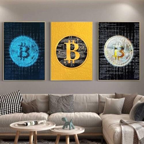 Financial Collection Value Bitcoin Canvas Paintings on The Wall Art Posters Prints Wall Pictures for Office Wall Cuadros Decor