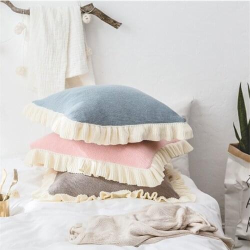 Hap-deer New cotton knitted pillow Nordic sofa leisure pillow creative home bed backrest good workmanship 45*45 not Contain edge