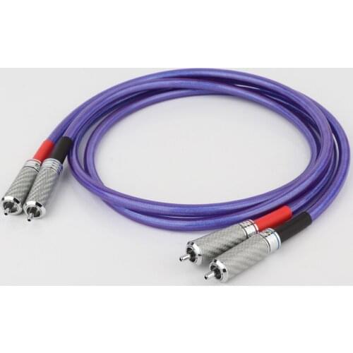 Hi-end silver plated copper RCA cable hifi audio RCA to RCA male plug interconnect cable rhodium plated carbon fiber RCA cable