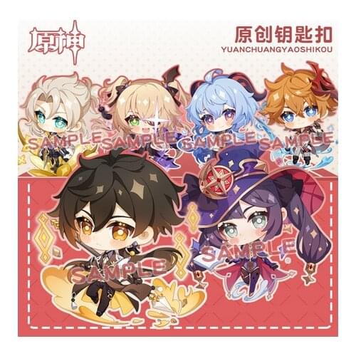 HOT Game Anime Acrylic Keychains Genshin Impact Tartaglia Fischl Paimon Ganyu Klee Keqing Zhongli Bag Pendant Cute Keyring Toy