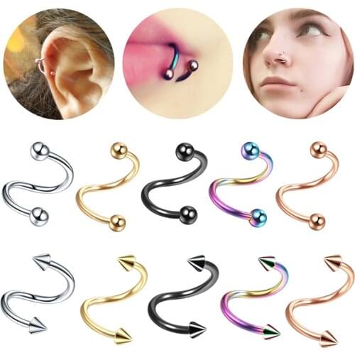 S Shape Septum Nose Hoop Rings Stainless Steel Faux Lip Ear Nose Septum Ring Piercing Clip On Nose Hoop Rings Body Piercing