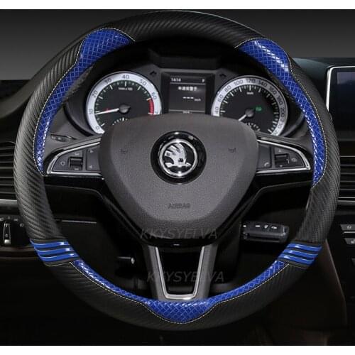 Leather Car Steering Wheel Cover for Skoda Octavia A5 A7 RS Octavia 2 3 Combi Auto interior Accessories
