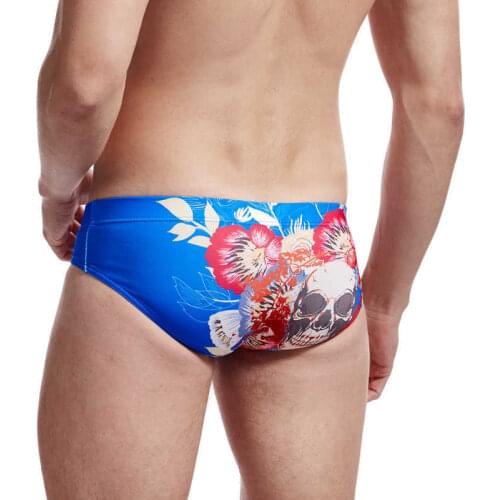 Sexy Low Waist Swimwear Men New Padded Mens Swimsuit Trendy Swimming Shorts Men Sports Briefs For Beach Printed Men Swim Trunks