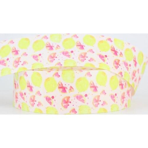 Summer lemon printed grosgrain ribbon party decoration satin ribbons DIY sewing supplies 16mm 22mm 25mm 38mm 57mm 75mm