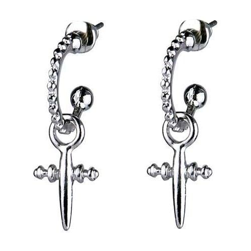 Fashion Women Mens C Shape Small Hoop Earrings Gold/Silver Color Cross Gothic Punk Rock Style Pendientes Dangle Earring Mujer