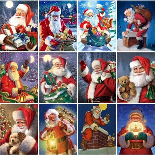 Santa Claus DIY 5D Diamond Painting Full Square Drill Diamond Embroidery Cross Stitch Kits Christmas Gift Wall Art Home Decor