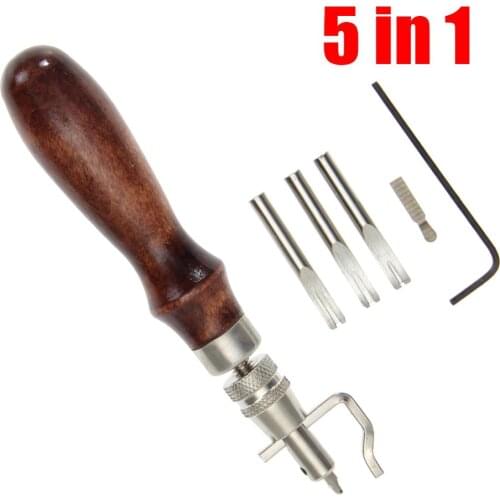 5 in 1 Pro Leathercraft Edge Press Kit Adjustable Stitching and Groover Crease Leather Stitching Tool Sewing Tools Accessories
