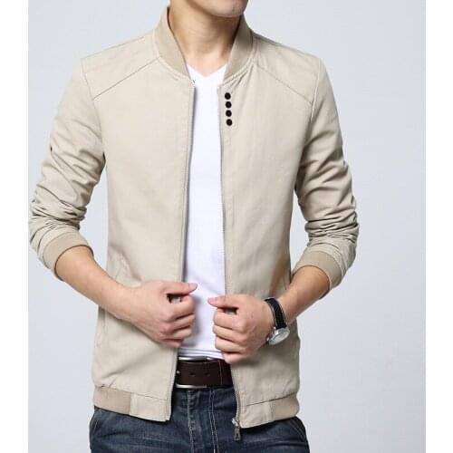 2021 Mens New Trendy Spring Cool and Wild Jacket Youth Solid Color Casual Thin Jacket