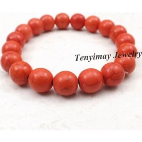 Wholesale 12pcs Orange Turquoises Beaded Stretchy Bracelets Fashion Womens Bracelet Free Shipping