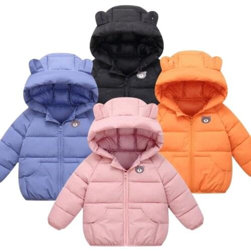Autumn Winter New Children Down Jacket Boys Girls Fashion Thick Warm Jacket Baby Hooded Warm Outwear Kids Cotton Coat 2-6 Year
